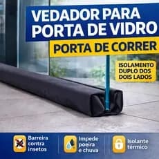 Vedação Inferior Porta de Vidro de ABRIR E CORRER | Barreira Anti Insetos e Poeira | Encaixe Duplo
