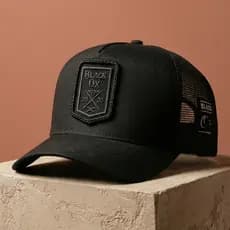 Boné Country Black Ox Trucker Original Telinha Aba Curva Ajustavel All Black Masculino Casual Premium