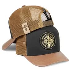Boné Country Bordado Medalhão De São Bento Trucker Masculino