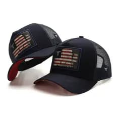 Chapéu Boné Masculino Feminino Bandeira Americana EUA Trucker Aba Curva Redinha Ajustável Telinha Original Respirável