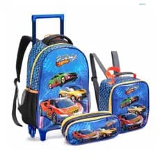 Kit Mochila Escolar Intantil Com Rodinhas Racing Seanite