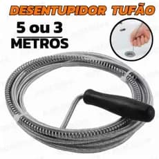 Desentupidor Manual Profissional 5M Mola De Aço Inoxidável Ralos, Canos, Pias, Banheiros, Calhas