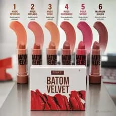 Batom Matte velvet Pink21, Cores Alta Pigmentação longa Duração acabamento aveludado