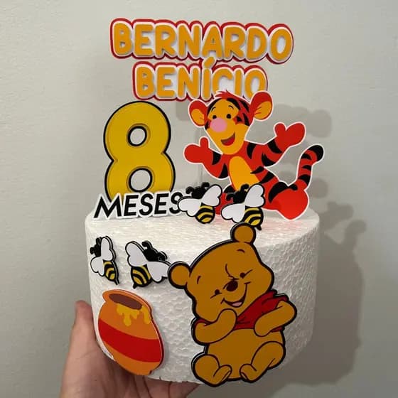 Topo de Bolo Ursinho Poohh  Personalizado - Topper de Bolo Ursinho Poohh
