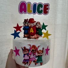 Topo de Bolo Esquilos Personalizado - Topper de Bolo Esquilos para festa de Aniversário