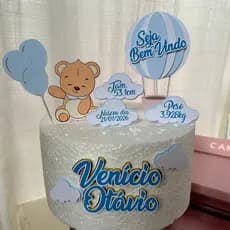 Topo de Bolo Nascimento do Bebê - Topo de Bolo Maternidade MENINO OU MENINA - AZUL OU ROSA