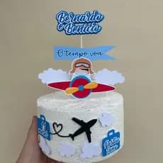 Topo de Bolo Partiu 1 ano - Topo de Bolo o Tempo Voa - Topper Personalizado Mêsversário