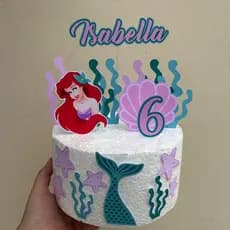 Topo de Bolo Sereia - Topper de Bolo Personalizado Sereia - Topo de bolo Fundo do Mar
