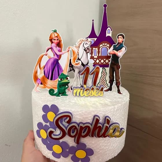Topo de Bolo Personalizado Rapunzell Enrroladoss  - Topo de Bolo Enrroladoss Rapunzell