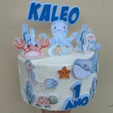 Topo de Bolo Fundo do Mar - Topper de Bolo Personalizado Fundo do Mar em Camadas