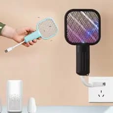 Luminária Raquete USB Anti-Mosquito Portátil Mata Mosquitos Com Luz UV