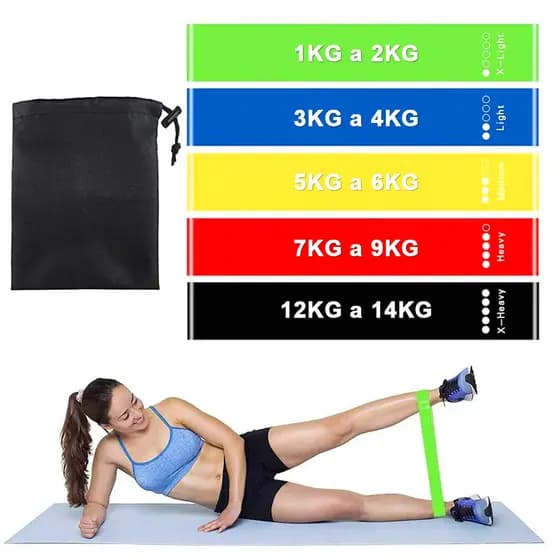 Kit 05 faixas Mini Bands Faixa Elástica de Exercícios Diferentes Intensidades