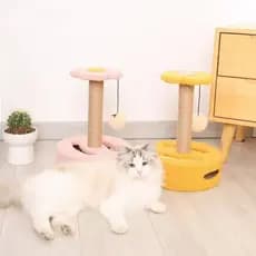 Arranhador para Gatos Plataforma Dupla Brinquedo com Bola de Pelúcia 024-190
