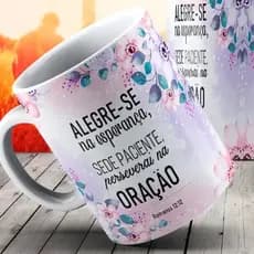 Caneca Personalizada Porcelana Religiosa Gospel Crista Evangélica-Alegre-se Na Esperança