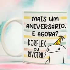 Caneca Divertida Flork Personalizada Porcelana Meme- Mais Um Aniversario e Agora-  de Presente