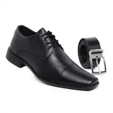 Kit Sapato Masculino Social de Amarrar Elegante e Confortável com Cinto Dupla Face