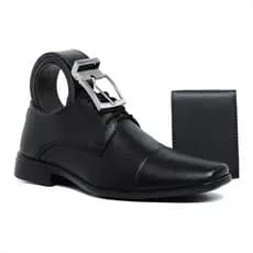 Kit Sapato Masculino Social Oxford de Amarrar Confortável para o Dia a Dia com Cinto e Carteira