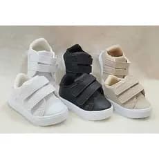Tênis branco, Bege ou  Preto bebe infantil com fechamento prático Ely