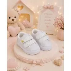 Tênis branco gliter menina infantil bebê presente promoção