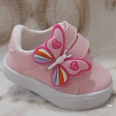 Tênis Borboleta rosa bebê menina infantil