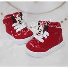 Tênis botinha Minie vermelho e branco infantil