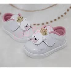 Tenis urso coroa princesa branco de bebê e infantil ano novo