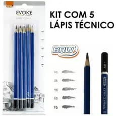 Lápis Técnico Preto Kit com 5 Unidades HB 2B 4B 6B 8B – BRW