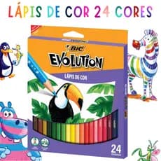 Lápis de Cor 24 Cores BIC Evolution Material Escolar Desenho