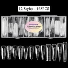 Molde F1 Plastic Nail Form 168 Pçs, 12 Formatos - Molde Das Gringas 0mm