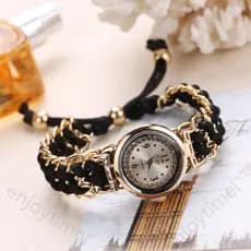 Novo Relógio Feminino com Mostrador Pequeno e Diamantes, Pulseira de Corda Trançada, Relógio de Quartzo Criativo e Fashi