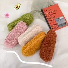 1 Peça Estojo de Lápis de Pelúcia, Bolsa de Cordeiro Simples e Fresca Estilo INS, Pingente, Porta-Moedas, Bolsa para Mat