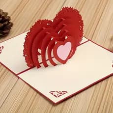 Cartão 3D Pop Up Coração de Amor para Aniversário, Dia dos Namorados, Casamento