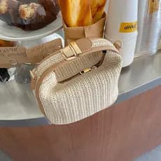 Bolsa Transversal de Palha para Mulheres, Nova Bolsa de Verão Boêmia Pequena de Tricô e Bolsa de Mão, Bolsa de Praia Tip