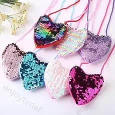 Bolsa de Moedas com Lantejoulas para Crianças, Bolsa de Ombro Fofa para Meninas, Bolsa de Mensageiro para Meninas, Bolsa