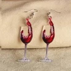 Elegantes Brincos Pendentes de Acrílico em Forma de Taça de Vinho para Mulheres, Acessório Ideal para Festas e Festivais