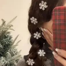 6PCS Elegantes Presilhas de Cabelo em Forma de Floco de Neve com Strass, Grampos de Cabelo Redondos de Metal Prateado, A