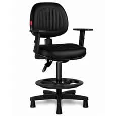 Cadeira Caixa Alta Ergonômica Executiva Portaria e Recepção Braços Reguláveis Cadeira NR17 em couro ecológico