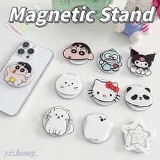 Suporte Dobrável Para Telefone Celular Magnética De Atração Airbag Kickstand Cartoon Hangyodon Hello Kitty Cat Foldable Stand For Naked Mobile Phone Magsafe Case Tablet Anti-drop PC Bracket