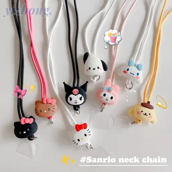 Alça Para Telefone Cartoon Feminino Hello Kitty Kuromi Melody Canela De Pescoço Longo Pendurado Corda Celular Acessório
