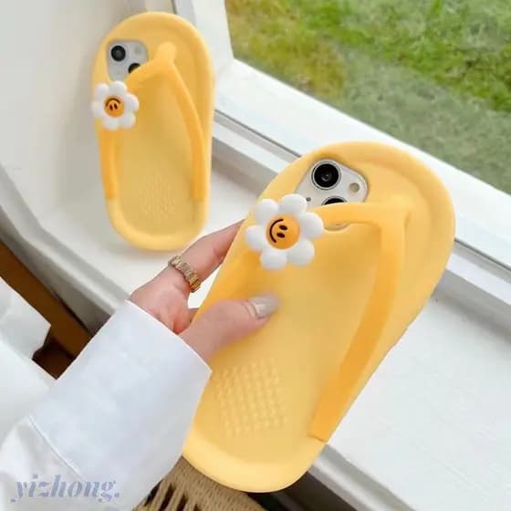 Para O iPhone 15 Pro Max 14 Plus 11 13 12 Creative Cute Flip-flops Slippers Em Forma De Chinelos De Silicone Telefone