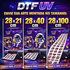 DTF UV Pronto para Aplicar | Impressão UV Alta Qualidade | Personalizado por Arquivo