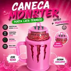 Caneca Monster Porta Latão 3D Térmica 473ml