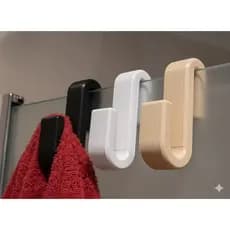 Kit 3 Ganchos S Multiuso Premium - Suporte para Box de Vidro, Banheiro e Cozinha - Cores (Preto/Branco/Bege)