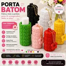 Porta Batom Floral Premium com Pingente | Acessório Feminino para Bolsa e Necessaire