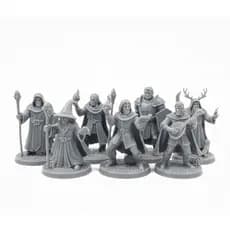 Set kit com 7 bonecos rpg D&D classes jogos magos cavaleiro bardo miniatura