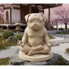 Doguinho da paz interior pug monge buda