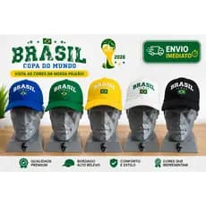Bone basebol Brasil Bordado masculino feminino aba curva 5 cores
