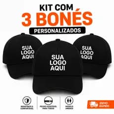 Kit 3 bones personalizados premium telinha