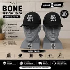 KIT 2 BONES PERSONALIZADOS PRETO