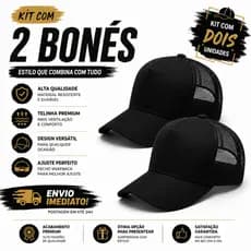 Kit 2 Bonés Trucker Preto Telinha Alta Qualidade